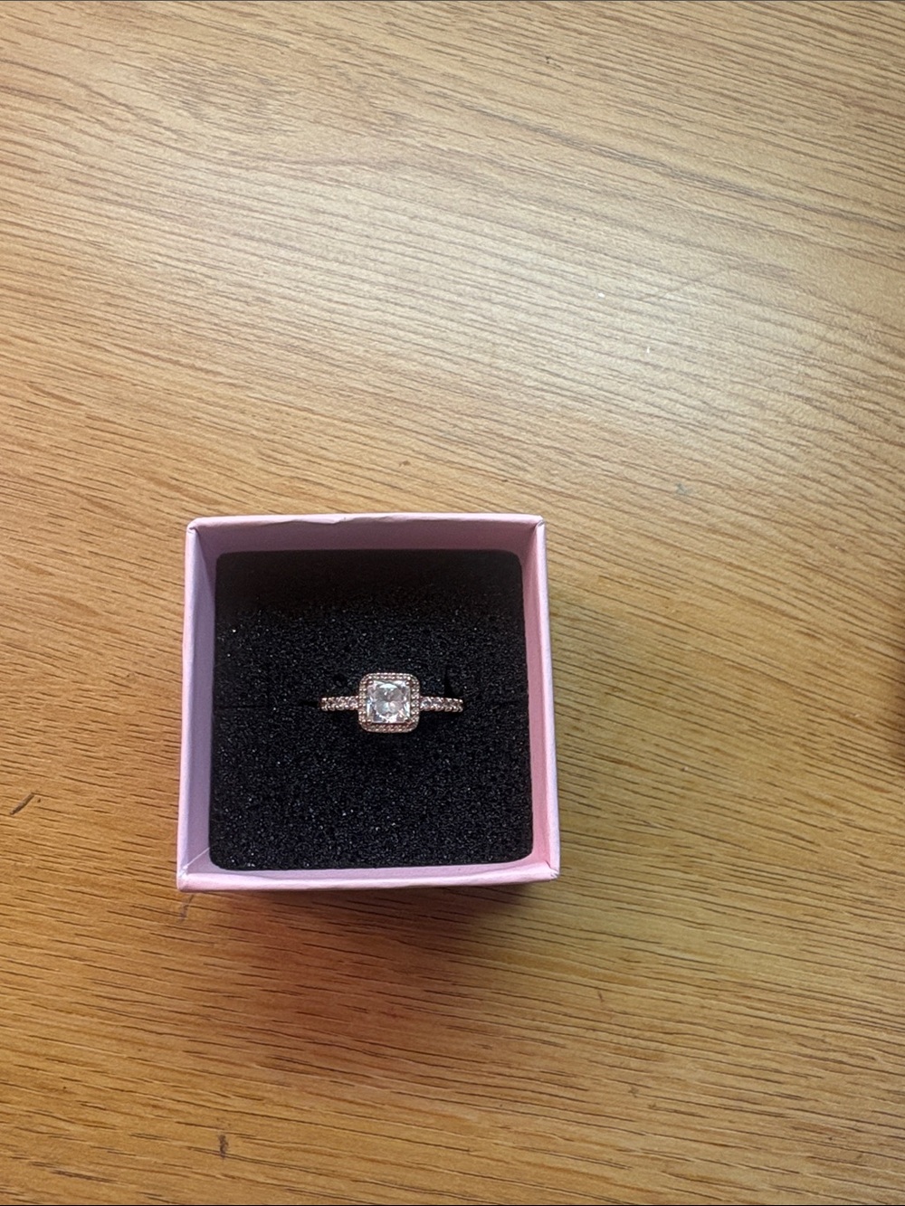 Pandora Rose Gold Square Halo Ring with Clear Stone